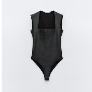 NWT Zara Faux Leather Bodysuit